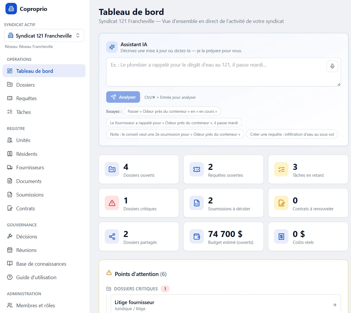 Coproprio product screenshot, PROPTECH · GOVERNANCE