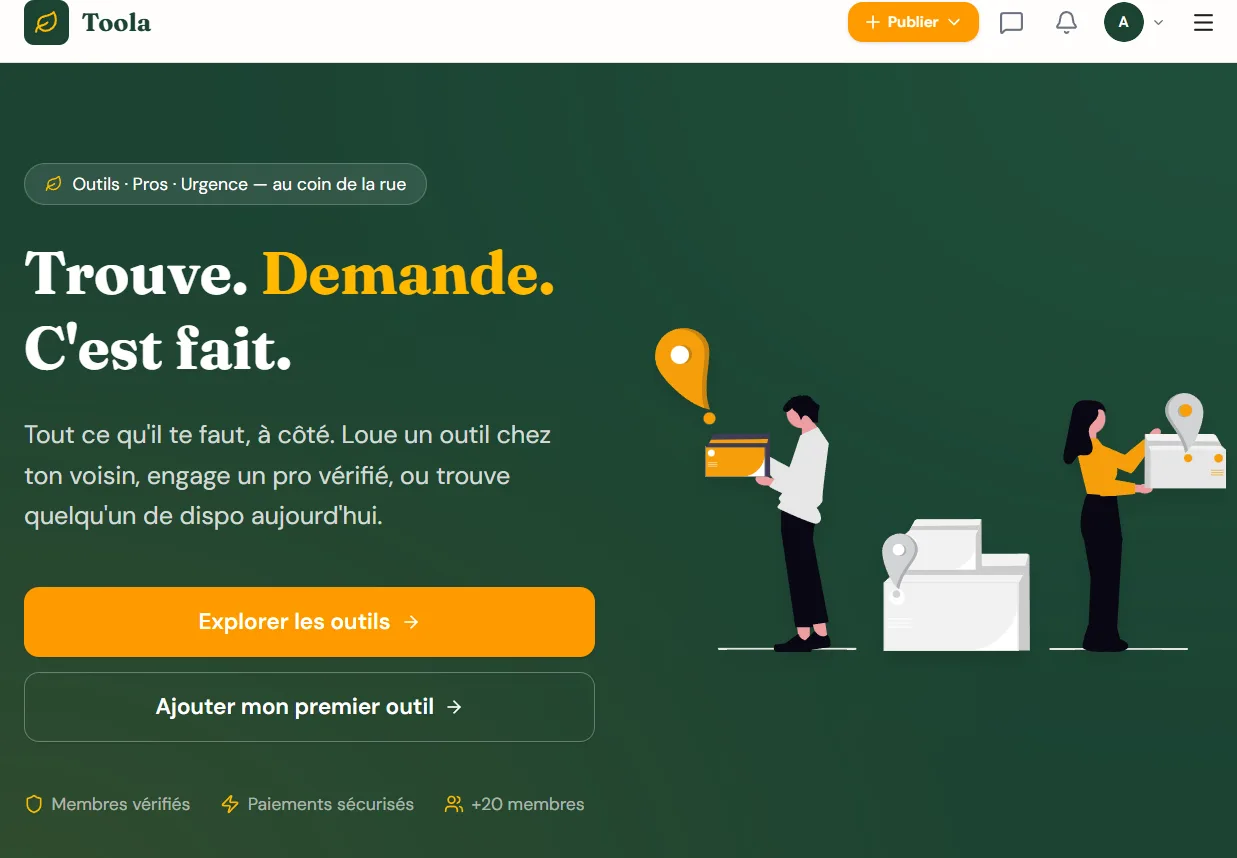 Toola product screenshot, MARKETPLACE · CONSUMER